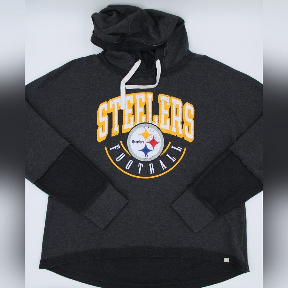 Fanatics Women’s Pittsburgh Steelers Hoodie Sweatshirt Medium Grey Yellow - Picture 2 of 8